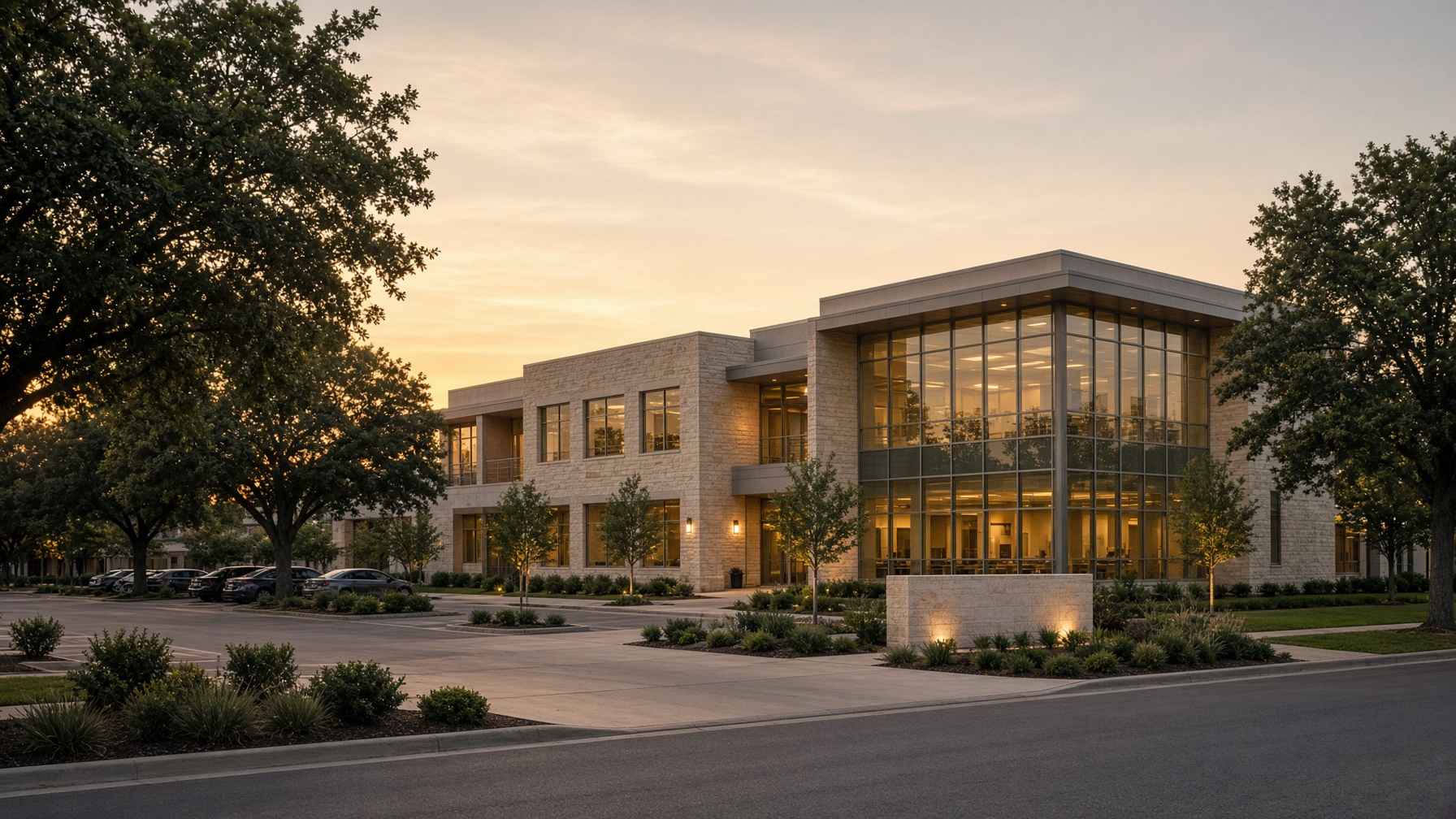 Concept rendering of a limestone medical office building on Pecan Grove Road